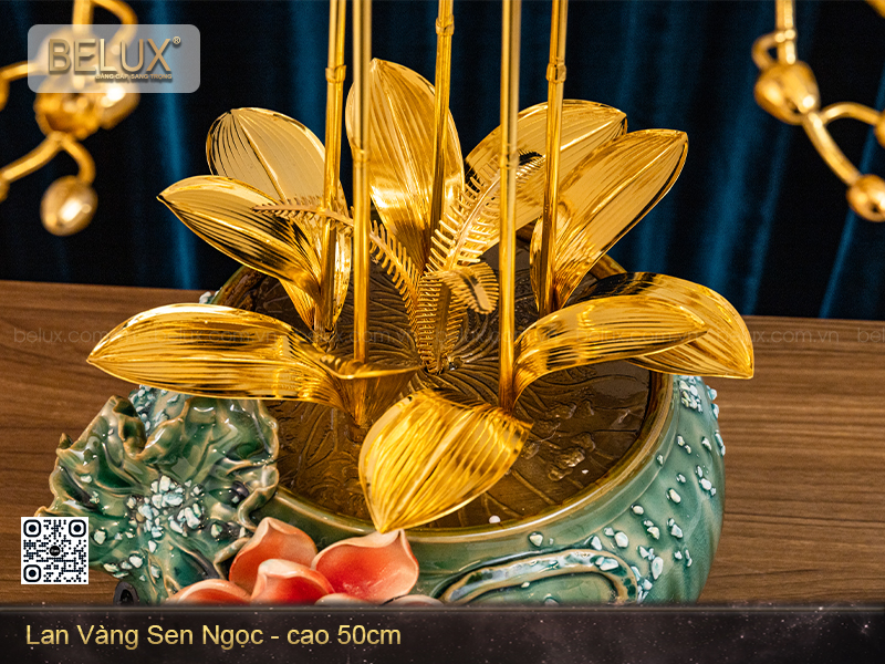 Chậu lan vàng sen ngọc mạ vàng 24k&nbsp;
